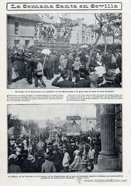 Coleccionismo de Revistas y Peri&oacute;dicos: SEVILLA SEMANA SANTA 1910 COFRADIA CIGARRERAS Y MACARENOS HOJAS REVISTA