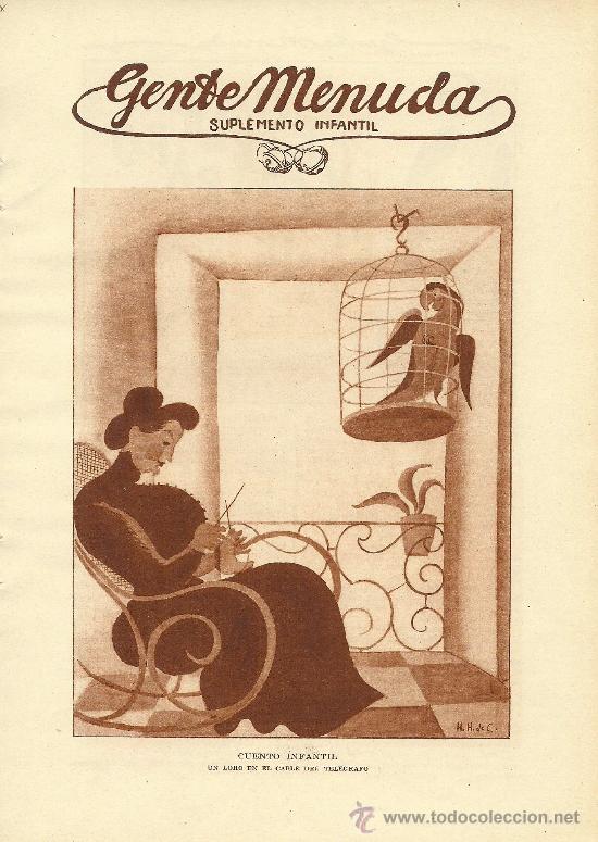 Collection Magazines and Newspapers: Un loro en el cable del tel&eacute;grafo / cuento infantil por Antoniorrobles con dibujos de Hidalgo - 1930
