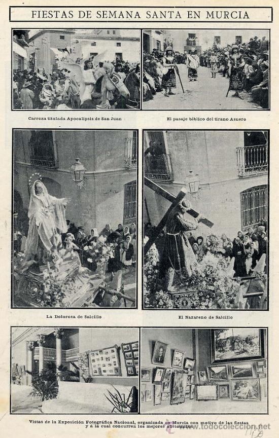 Coleccionismo de Revistas y Peri&oacute;dicos: MURCIA 1908 FIESTAS DE SEMANA SANTA HOJA REVISTA