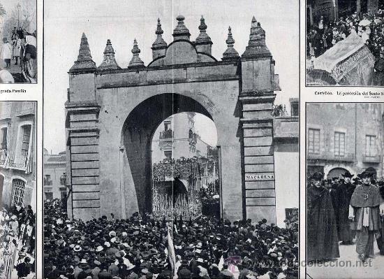 Coleccionismo de Revistas y Peri&oacute;dicos: SEMANA SANTA 1912 SEVILLA-PUENTEGENIL Y BARCELONA 2 HOJAS REVISTA