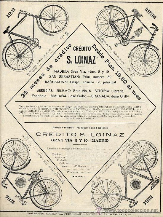 Coleccionismo de revistas y peri&oacute;dicos: CICLISMO 1921 BICICLETAS LOINAZ  MADRID HOJA REVISTA