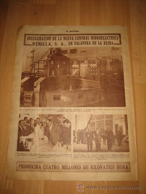 Collection Magazines and Newspapers: INAUGURACION NUEVA CENTRAL HIDROELECTRICA RENILLA TALAVERA DE LA REINA HOJA DE EL ALCAZAR 1958
