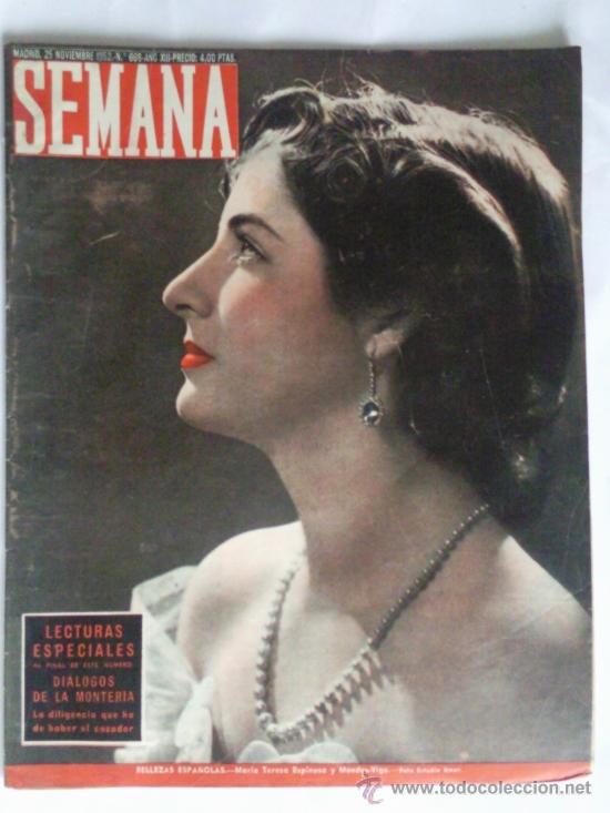 Coleccionismo de Revistas y Peri&oacute;dicos: REVISTA SEMANA, 25 DE NOVIEMBRE 1952, N&ordm; 666, BELLEZAS ESPA&Ntilde;OLAS