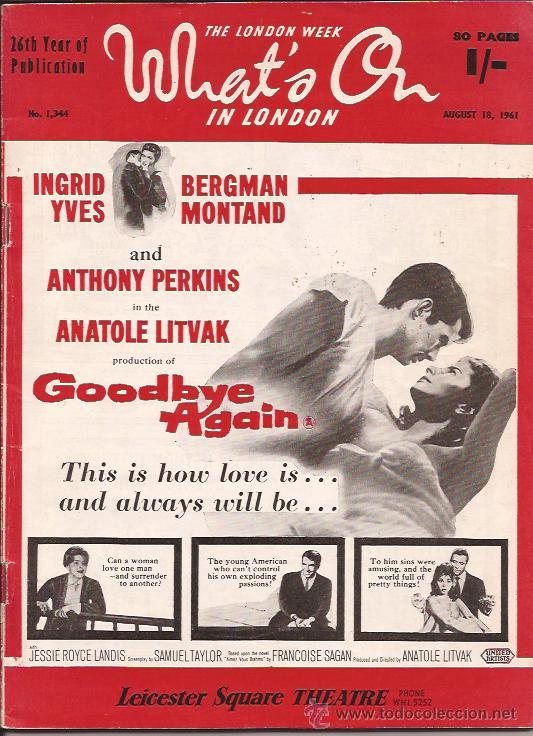 Coleccionismo de Revistas y Peri&oacute;dicos: REVISTA DE CINE-WHAT&acute;S ON IN LONDON-18 AGOSTO 1961-GUIA DEL OCIO DE LA CIUDAD DE LONDRES-EN INGLES