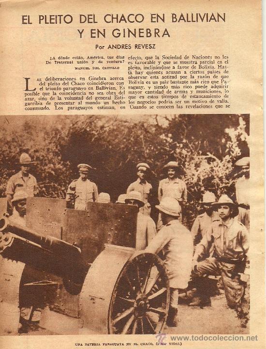 Coleccionismo de revistas y peri&oacute;dicos: * POL&Iacute;TICA * BOLIVIA * PARAGUAY *El pleito del Chaco en Ballivian y en Ginebra  - 1934