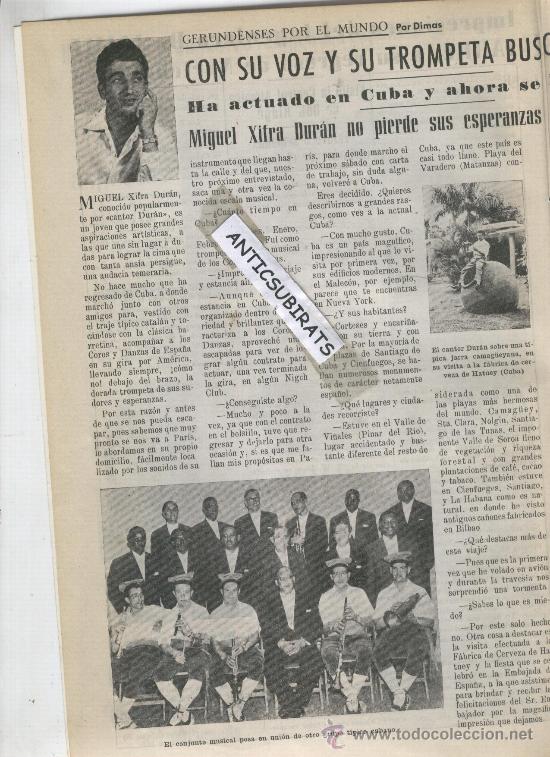 Coleccionismo de Revistas y Peri&oacute;dicos: RARA REVISTA USTED.A&Ntilde;O 1956.MIGUEL XIFRA DURAN. TROMPETA.ACTUA EN CUBA.SANLUQUE&Ntilde;O.TORERO DE GERONA.