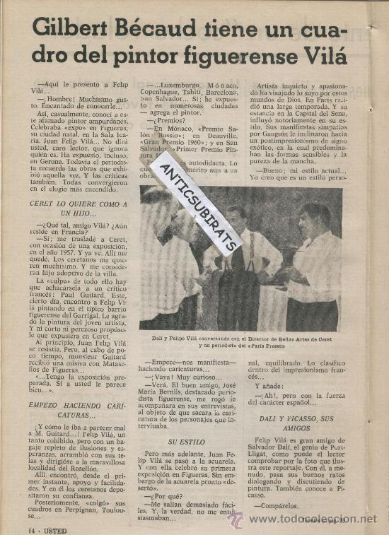 Collection Magazines and Newspapers: RARA REVISTA USTED.A&Ntilde;O 1963.SALVADOR DALI.GILBERT BECAUD.ULLASTRET.CERAMICA.LA BORDETA.LA BISBAL.