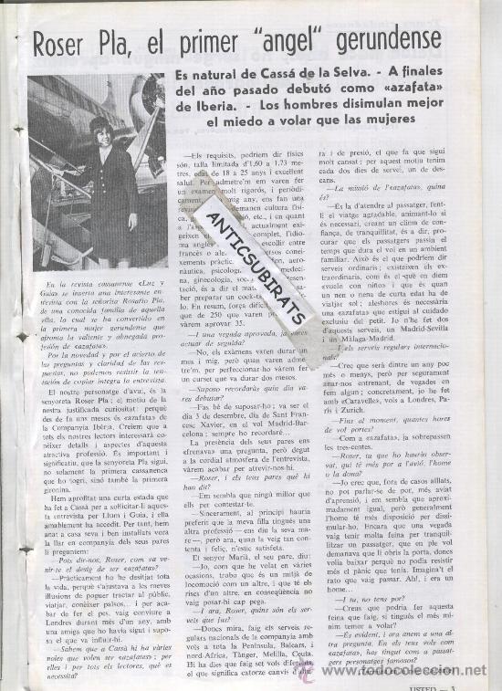 Collezionismo di Riviste e Giornali: USTED.A&Ntilde;O 1965 AZAFATA DE GERONA NACIDA EN CASSA DE LA SELVA.ROSER PLA.LA BISBAL TELEVISORES OPTIMUS