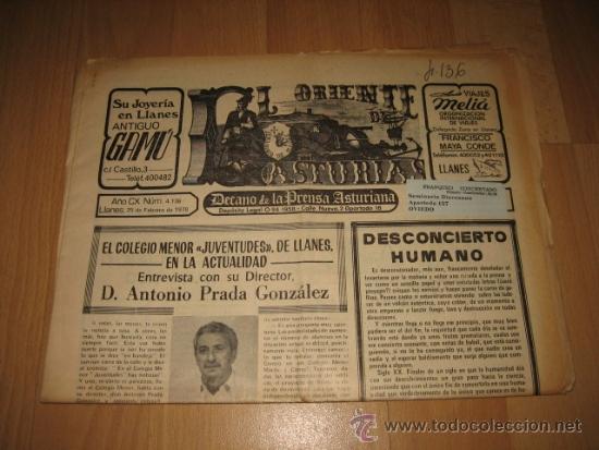 Collectionnisme de Revues et Journaux: EL ORIENTE DE ASTURIAS DECANO DE LA PRENSA ASTURIANA LLANES 25 DE FEBRERO DE 1978