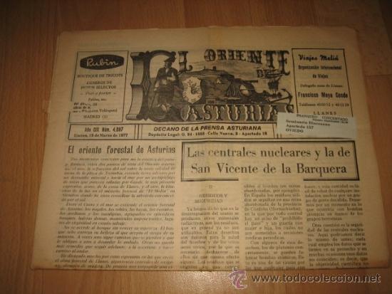 Collectionnisme de Revues et Journaux: EL ORIENTE DE ASTURIAS DECANO DE LA PRENSA ASTURIANA LLANES 19 DE MARZO DE 1977