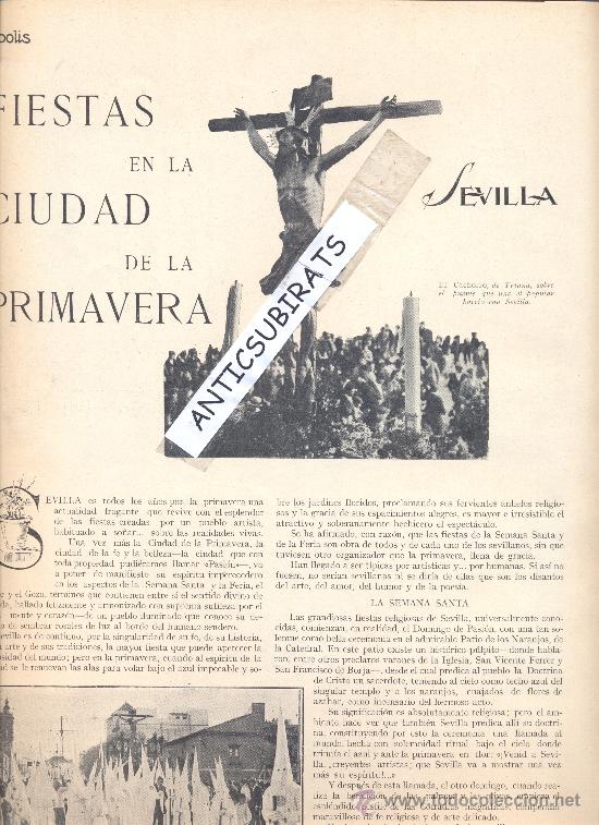 Coleccionismo de Revistas y Peri&oacute;dicos: 1928 NAVACERRADA SEMANA SANTA SEVILLA CACHORRO COFRADIA CRISTO DE LA FUNDACION PODER MACARENA