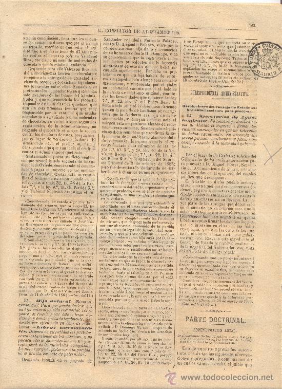 Coleccionismo de revistas y peri&oacute;dicos: PERIODICO.EL CONSULTOR.A&Ntilde;O 1864.CARLET.ALFARP.VALENCIA.LEON.FIEBRE AFTOSA.GANADO VACUNO.GRIPE.