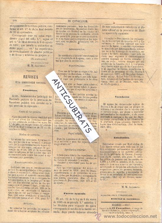 Coleccionismo de Revistas y Peri&oacute;dicos: PERIODICO.EL CONSULTOR.A&Ntilde;O 1857.HUELVA.BRIGADIER GOBERNADOR MILITAR.RAFAEL PRIMO DE RIVERA.