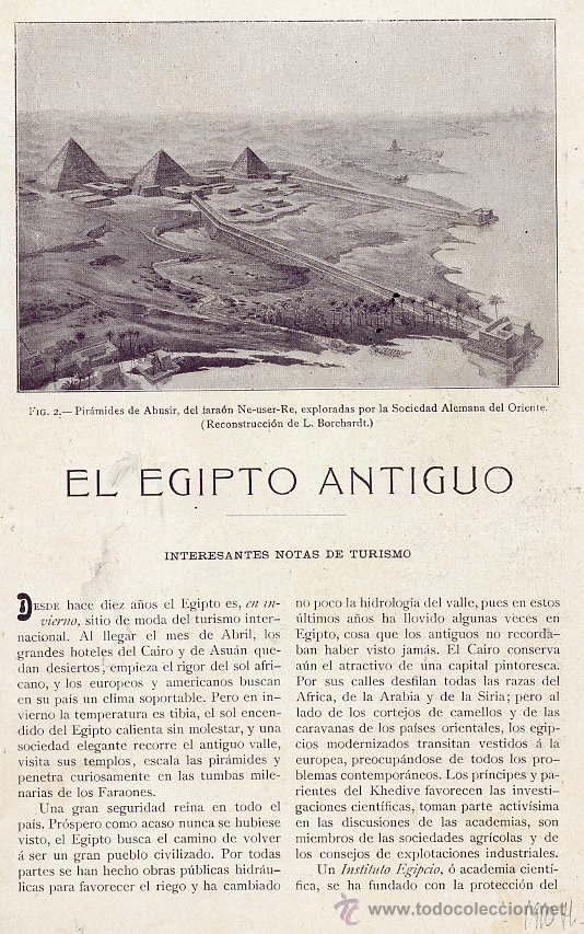 Coleccionismo de revistas y peri&oacute;dicos: EGIPTO ANTIGUO 1910  6 HOJAS   REVISTA   ILUSTRADAS
