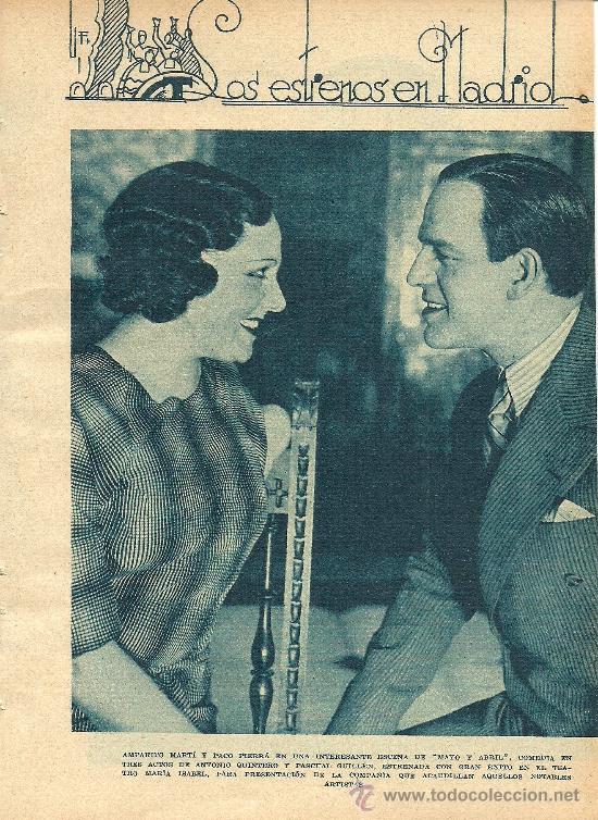 Coleccionismo de revistas y peri&oacute;dicos: * TEATRO * Amparito Mart&iacute; y Paco Pierr&aacute;, reverso Ana Mar&iacute;a Custodio y Manolo Gonz&aacute;lez- 1934