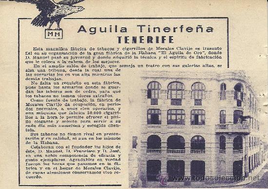 Coleccionismo de revistas y peri&oacute;dicos: * CANARIAS * TENERIFE * Publicidad f&aacute;brica de tabacos &Aacute;guila Tinerfe&ntilde;a - 1934