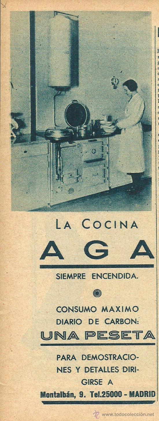 Collezionismo di Riviste e Giornali: Publicidad: Cocina Aga - 1934