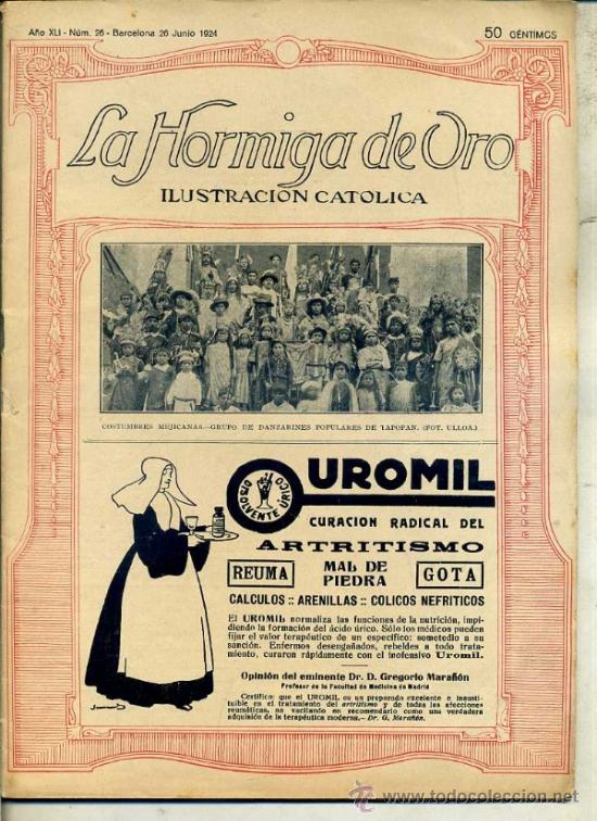 Coleccionismo de revistas y peri&oacute;dicos: HORMIGA DE ORO ILUSTRACI&Oacute;N CAT&Oacute;LICA 26-VI-1924 - DANZARINES DE ZAPOPAN - M&Eacute;XICO EN PORTADA