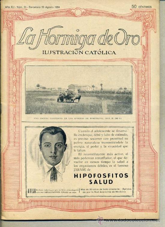 Coleccionismo de revistas y peri&oacute;dicos: HORMIGA DE ORO ILUSTRACI&Oacute;N CAT&Oacute;LICA 28-VIII-1924 - AFUERAS DE BARCELONA EN PORTADA
