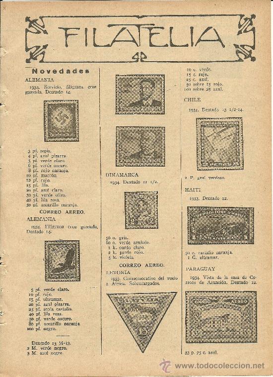 Coleccionismo de revistas y peri&oacute;dicos: * FILATELIA * SELLOS * Emisiones de correo a&eacute;reo Alemania, Hait&iacute;, bolsa del sello, concurso - 1934