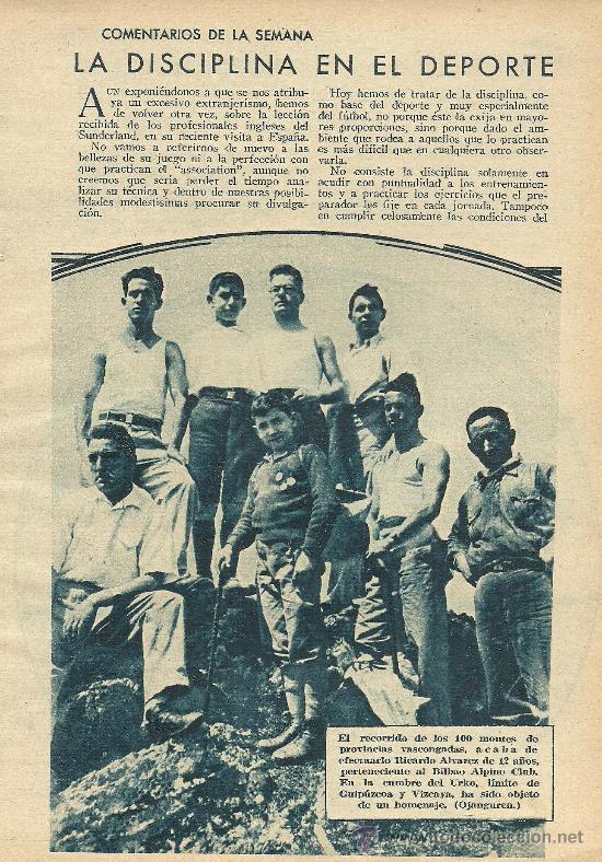 Collezionismo di Riviste e Giornali: * DEPORTES * Alpinismo.: Bilbao Alpino Club; atletismo femenino: Margot Moles&hellip; - 1934