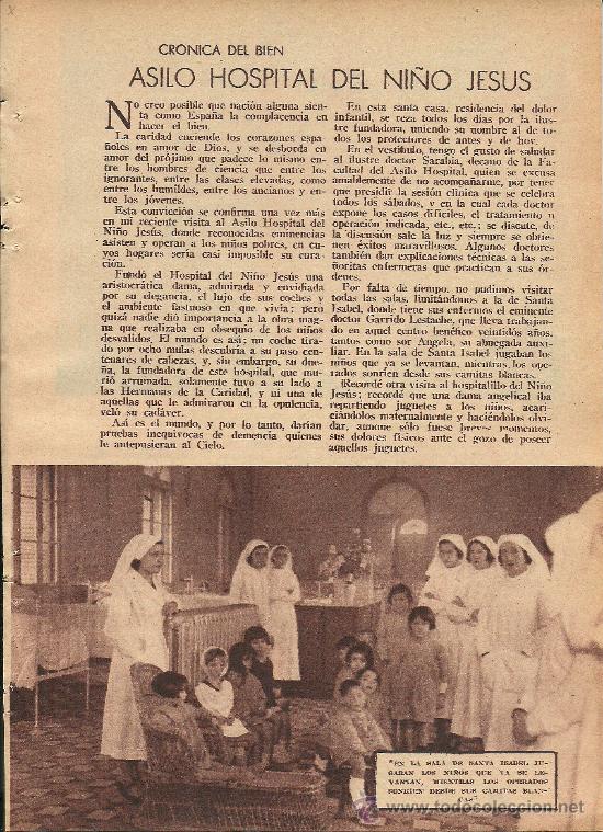 Coleccionismo de revistas y peri&oacute;dicos: * HIJAS DE LA CARIDAD * MADRID * Asilo Hospital del Ni&ntilde;o Jes&uacute;s / por Mar&iacute;a de Perales - 1933