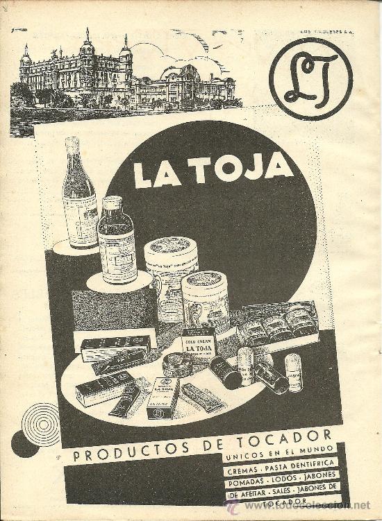 Coleccionismo de revistas y peri&oacute;dicos: Publicidad productos de tocador La Toja - 1932