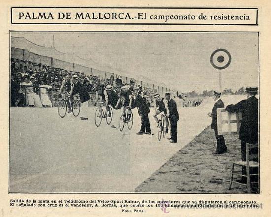 Coleccionismo de revistas y peri&oacute;dicos: CICLISMO 1908 PALMA DE MALLORCA CAMPEONATO VELODROMO VELOZ-SPORT BALEAR RETAL HOJA REVISTA