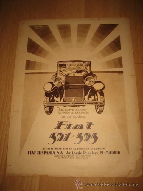 Sammeln von Zeitschriften und Zeitungen: PUBLICIDAD FIAT 521-525  FIAT HISPANIA HOJA DE REVISTA A B C 1929