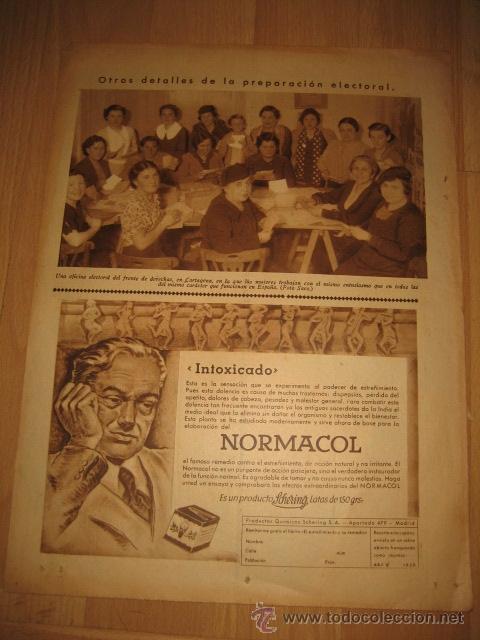 Sammeln von Zeitschriften und Zeitungen: CARTAGENA UNA OFICINA ELECTORAL DEL FRENTE DE DERECHAS /INTOXICADOS NORMACOL HOJA DE REVISTA A B C
