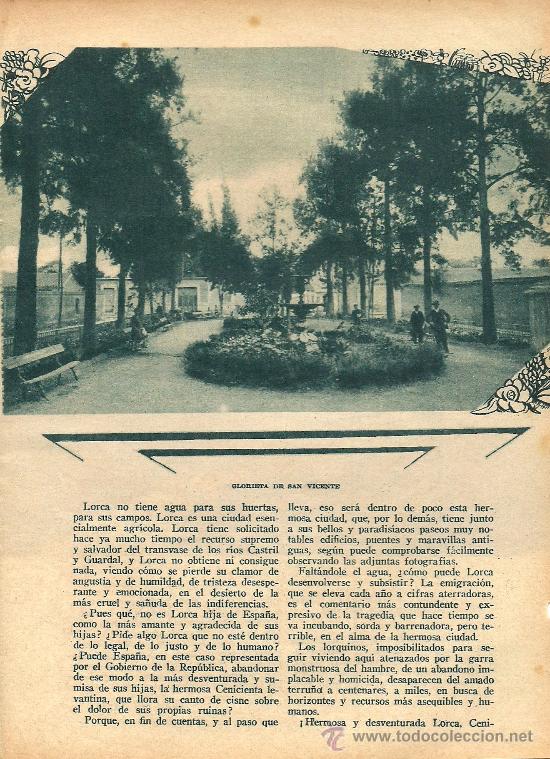 Sammeln von Zeitschriften und Zeitungen: * MURCIA * Lorca, la hermosa cenicienta levantina - 1932