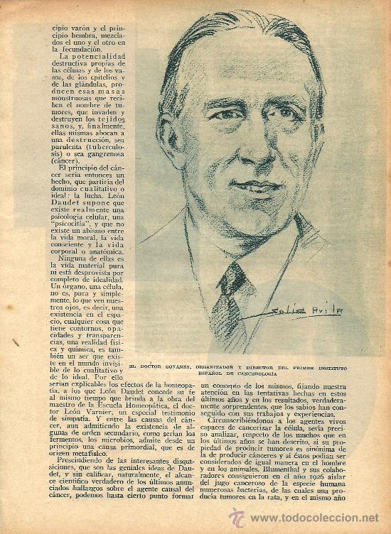 Coleccionismo de Revistas y Peri&oacute;dicos: * MEDICINA * C&Aacute;NCER *  Doctores. Leon Daudet, Axel Lauritz Reyn, Levaditi y Goyanes - 1932