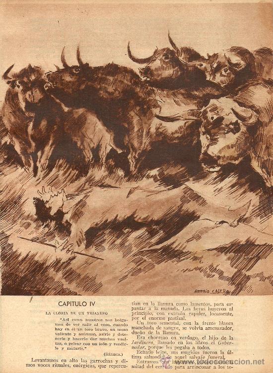 Sammeln von Zeitschriften und Zeitungen: * TOROS * En aquel tentadero / cuento de F. Cortines y Murube con dibujo de Casero - 1932