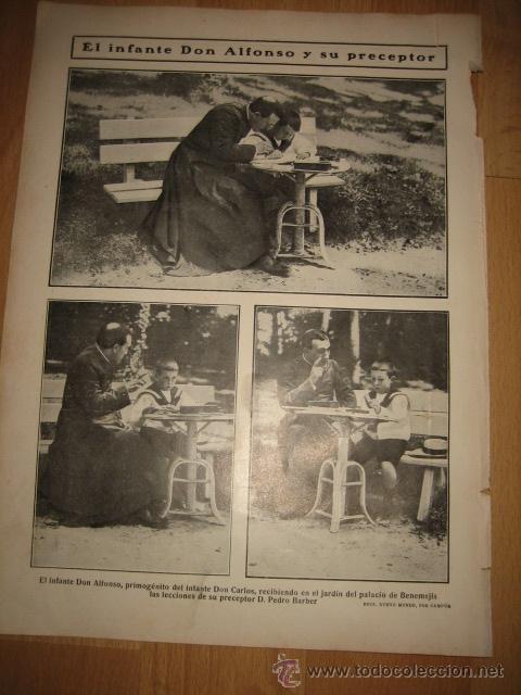 Coleccionismo de Revistas y Peri&oacute;dicos: EL INFANTE D.ALFONSO DE BORBON Y SU PRECEPTOR/LA PRINCESA LUISA DE ORLEHOJA REVISTA NUEVO MUNDO 1908