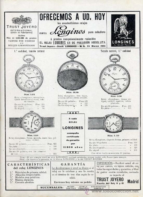 Coleccionismo de Revistas y Peri&oacute;dicos: TRUST JOYERO 1929 RELOJES DE BOLSILLO HOJA REVISTA