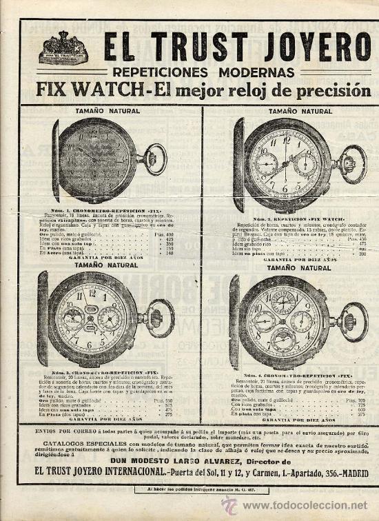Coleccionismo de Revistas y Peri&oacute;dicos: EL TRUST  JOYERO 1933   RELOJES DE BOLSILLO HOJA REVISTA
