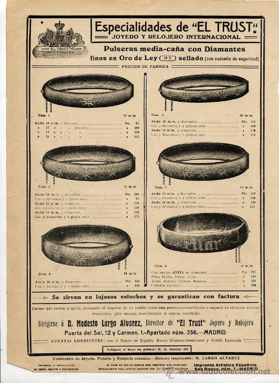 Coleccionismo de Revistas y Peri&oacute;dicos: EL TRUST JOYERO 1916 PULSERAS  HOJA REVISTA