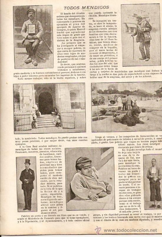 Collezionismo di Riviste e Giornali: A&Ntilde;O 1899.MADRID.MENDIGOS.MENDICIDAD.TEATRO MARAVILLAS.PROCESO DE MONTJUICH.CADIZ.I&Ntilde;IGUEZ.