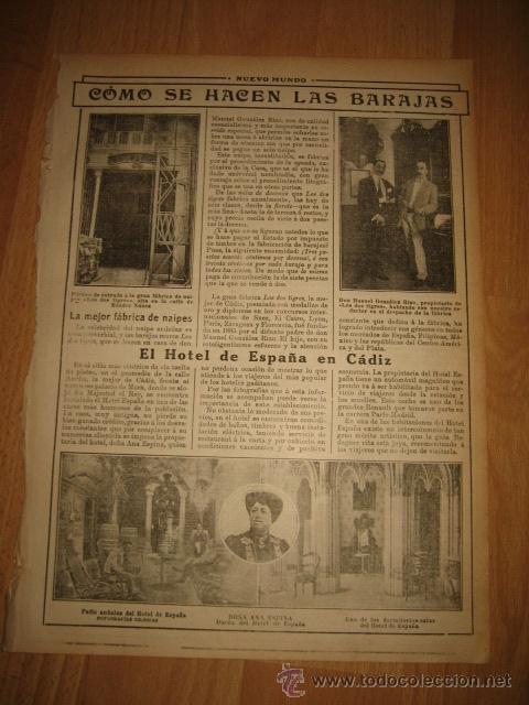 Collezionismo di Riviste e Giornali: COMO SE HACEN LAS BARAJAS FABRICA DE NAIPES LOS DOS TIGRES HOJA REVISTA NUEVO MUNDO 1913