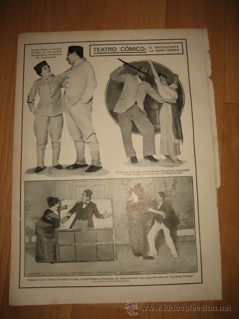 Coleccionismo de Revistas y Peri&oacute;dicos: TEATRO COMICO:EL MACHACANTE.-LA MARY-TORNES HOJA REVISTA NUEVO MUNDO 1913