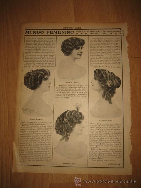 Coleccionismo de Revistas y Peri&oacute;dicos: PEINADOS DE NOVEDAD.-LAS ONDULACIONES MUNDO FEMENINO HOJA REVISTA NUEVO MUNDO 1913