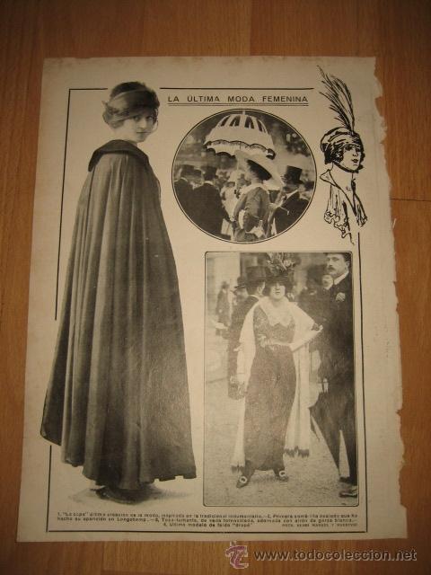 Coleccionismo de Revistas y Peri&oacute;dicos: LA ULTIMA MODA FEMENINA/MELILLA EL GENERAL MOLTO Y EL CORONEL BURGUETE HOJA REVISTA NUEVO MUNDO 1912