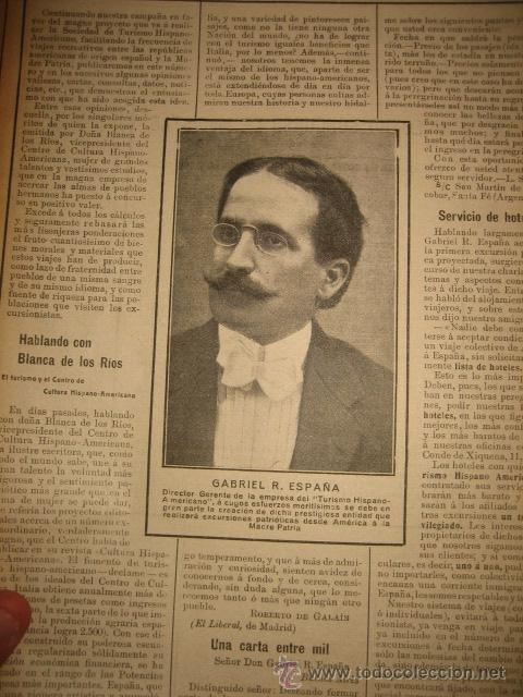 Coleccionismo de Revistas y Peri&oacute;dicos: GABRIEL R.ESPA&Ntilde;A DIRECTOR TURISMO HISPANO-AMERICANO HOJA REVISTA NUEVO MUNDO 1912