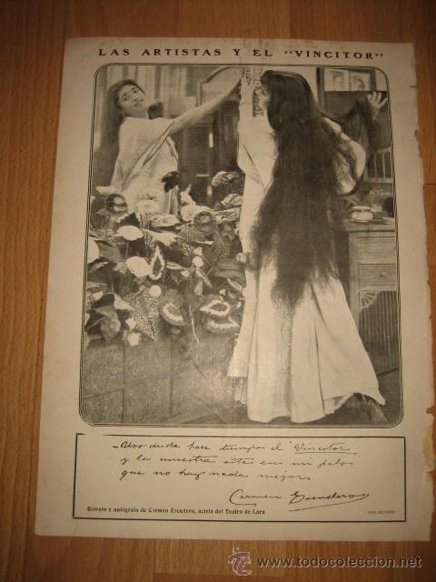 Coleccionismo de Revistas y Peri&oacute;dicos: LOS ARTISTAS Y EL VINCITOR CARMEN ESCUDERO ACTRIZ TEATRO LARA HOJA REVISTA NUEVO MUNDO 1912