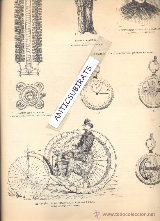 Coleccionismo de Revistas y Peri&oacute;dicos: REVISTA.1876. CICLISMO.BICICLETA.VELOCIPEDO MOVIDO POR PERROS.CYMOFERO.PODOMETRO.CONTADOR DE PASOS.