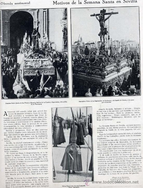Coleccionismo de Revistas y Peri&oacute;dicos: SEVILLA 1928 SEMANA SANTA 2 HOJAS REVISTA
