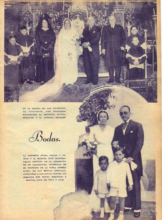 Coleccionismo de revistas y peri&oacute;dicos: * BODA * Enlace Srta. Silvina Gonz&aacute;lez &ndash; D. Antonio Bernab&eacute; ; Srta. Juana Parias y Parias ... - 1933