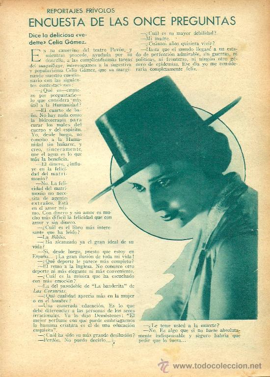 Coleccionismo de revistas y peri&oacute;dicos: Encuesta, responde: Celia G&aacute;mez; Mercedes Mireya y Faustino Breta&ntilde;o - 1933