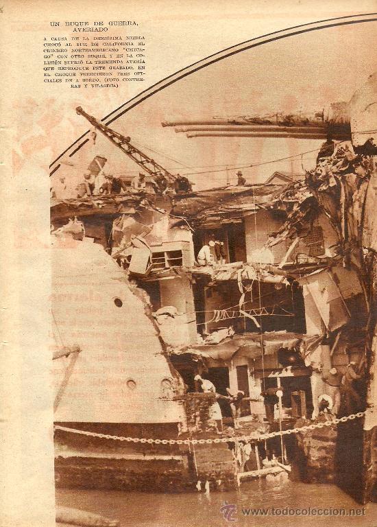 Collezionismo di Riviste e Giornali: Colisi&oacute;n y aver&iacute;a del buque de guerra Chicago al sur de California - 1933