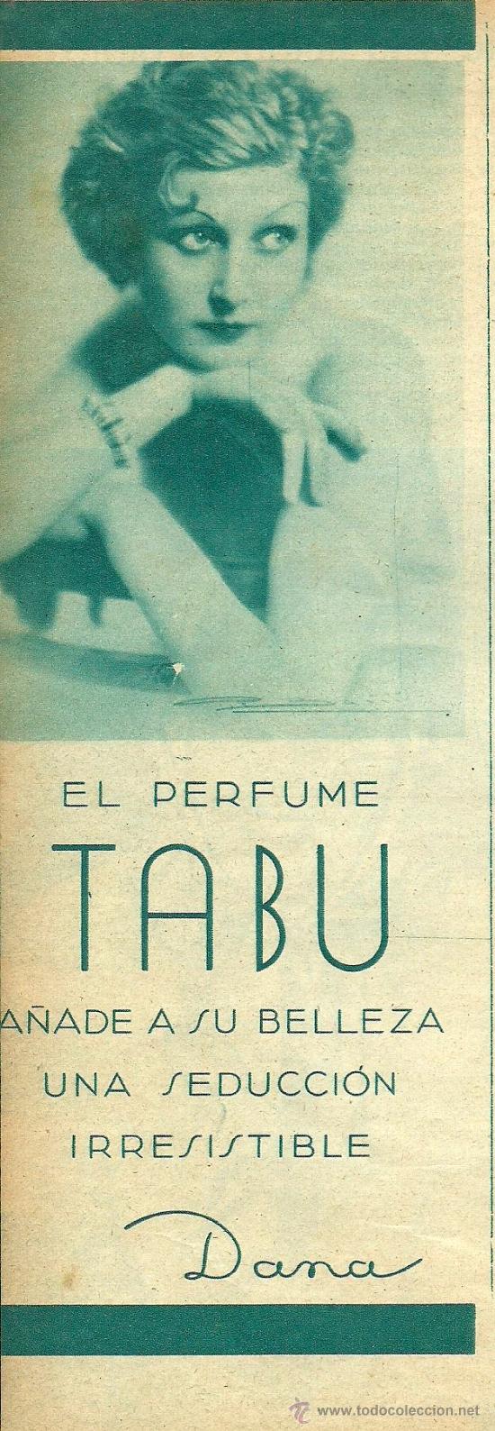 Coleccionismo de revistas y peri&oacute;dicos: Publicidad cosm&eacute;tica: perfume tab&uacute; de Dana  - 1933